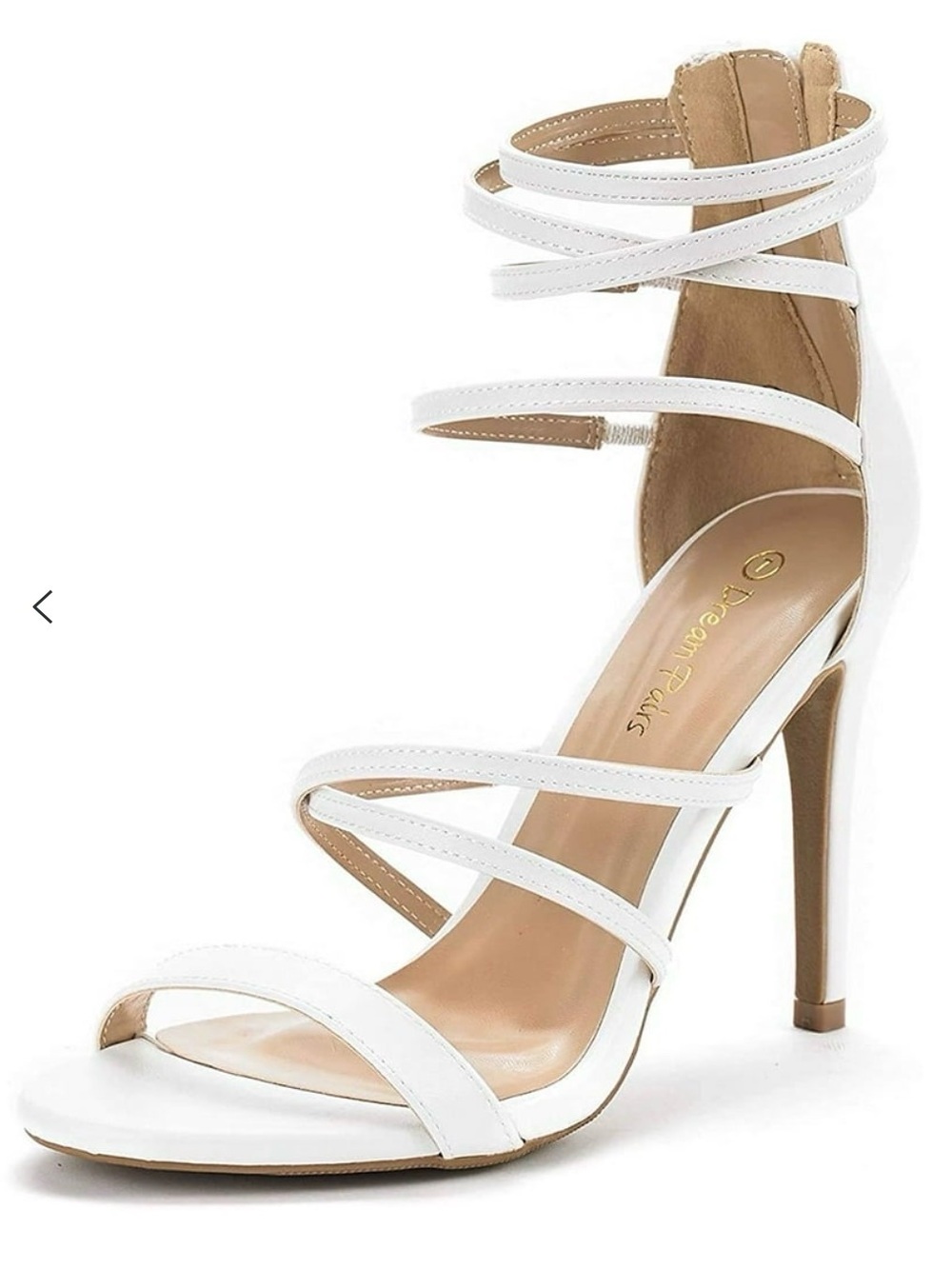 Dream Pairs White Strappy Open Toe Heels/ size US 8